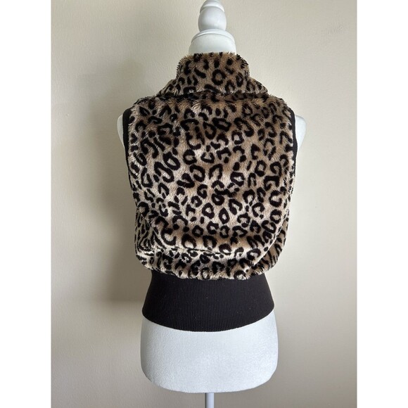 Vintage Super Lucky Cat Y2K Sweater Vest Burgundy Faux Fur Collar Mobwife Sz M - Picture 3 of 4